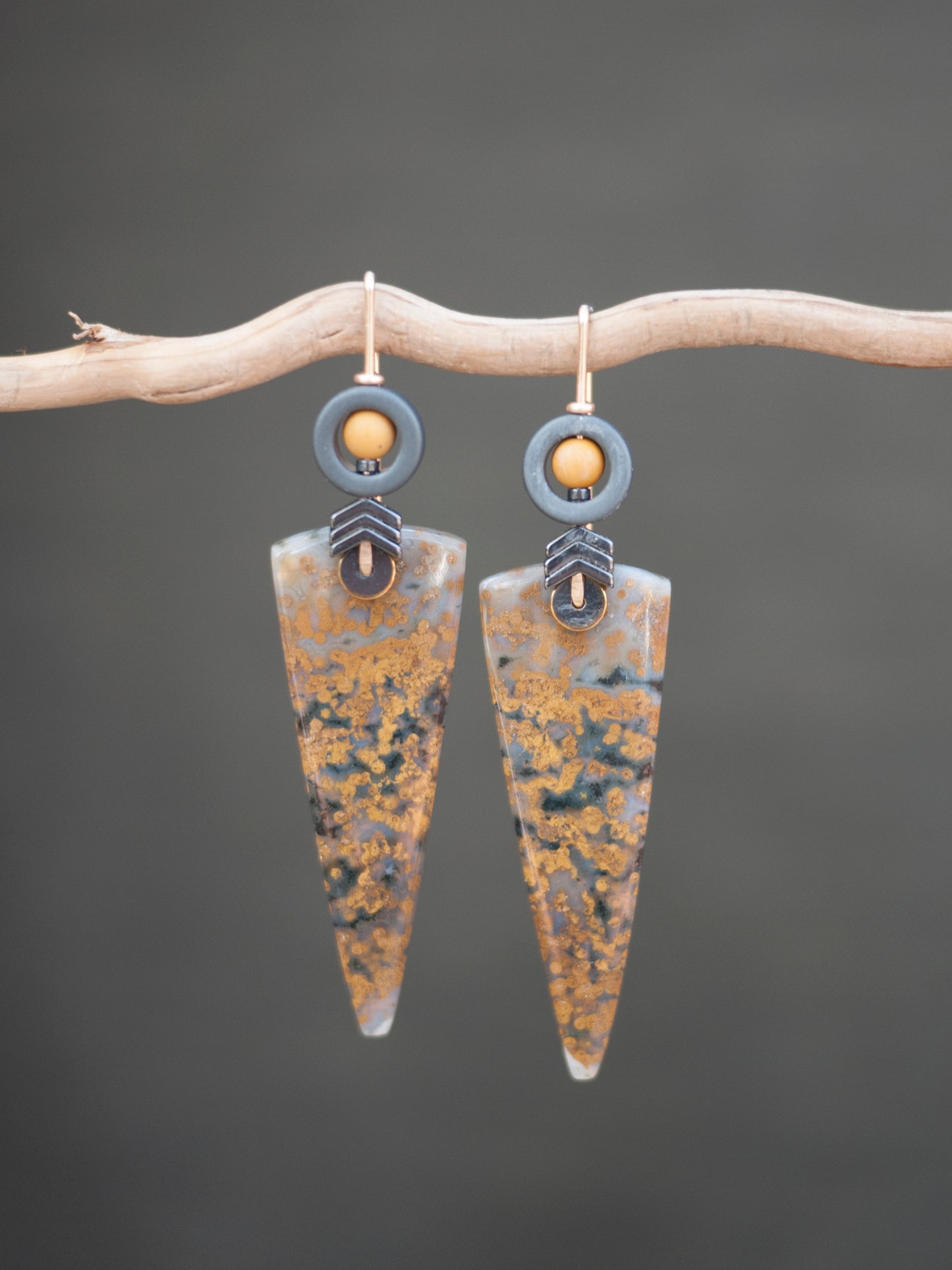 Long Ocean Jasper Drop Earrings