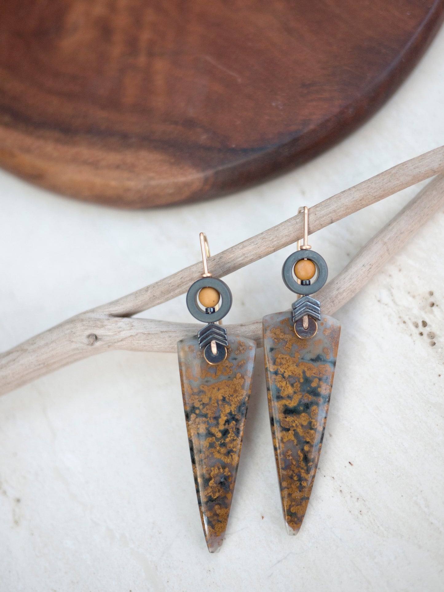 Long Ocean Jasper Drop Earrings
