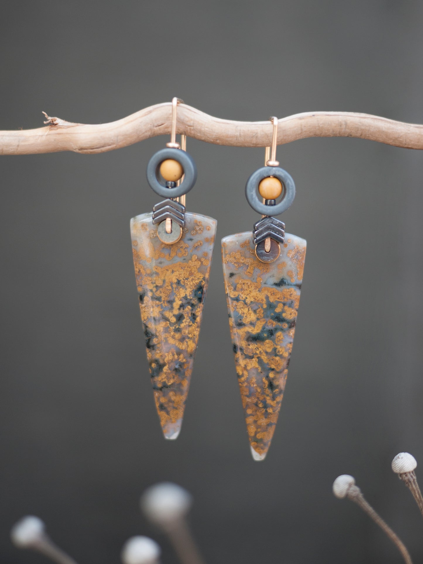 Long Ocean Jasper Drop Earrings