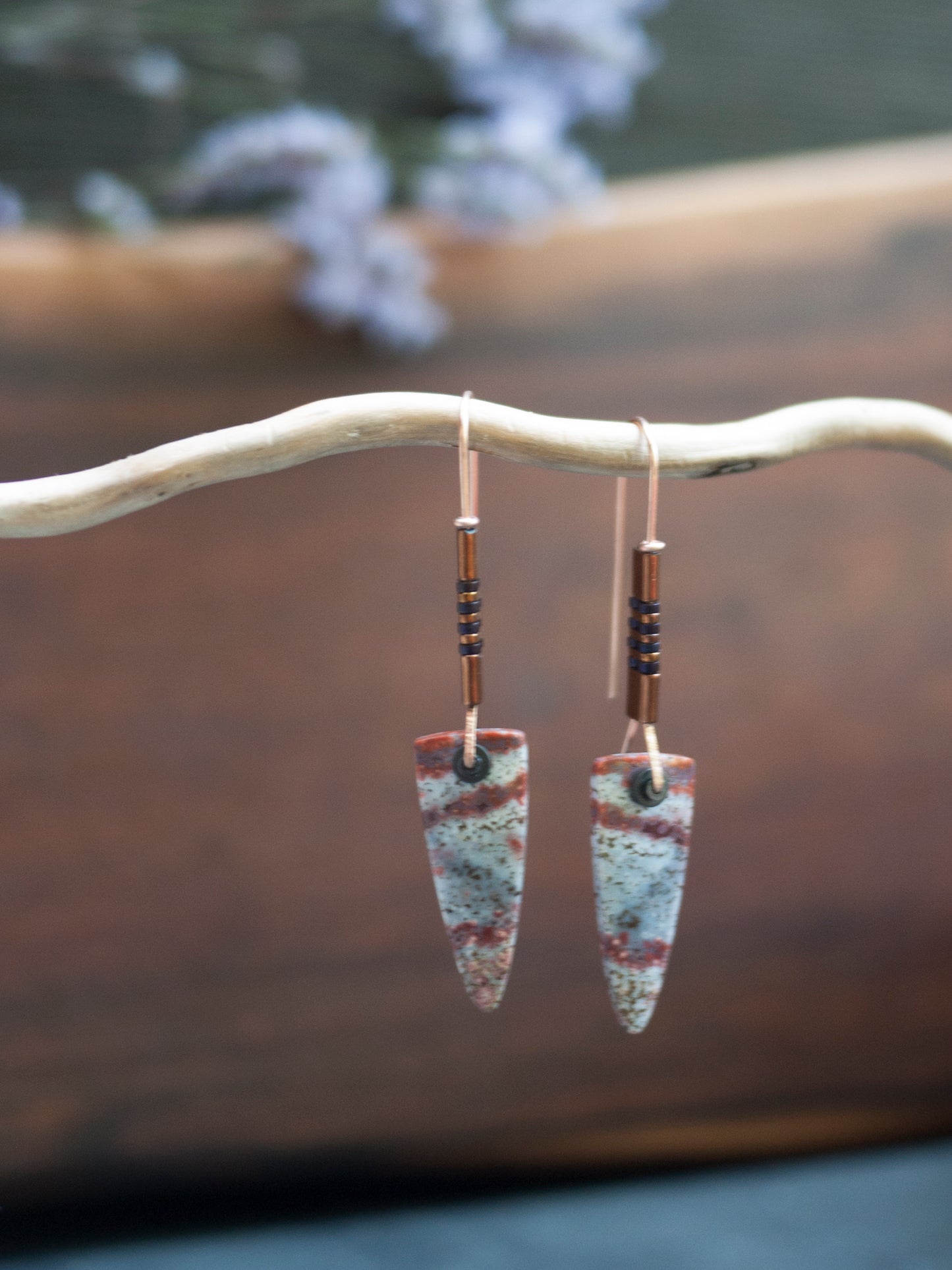 Striped Ocean Jasper Spear Earrings