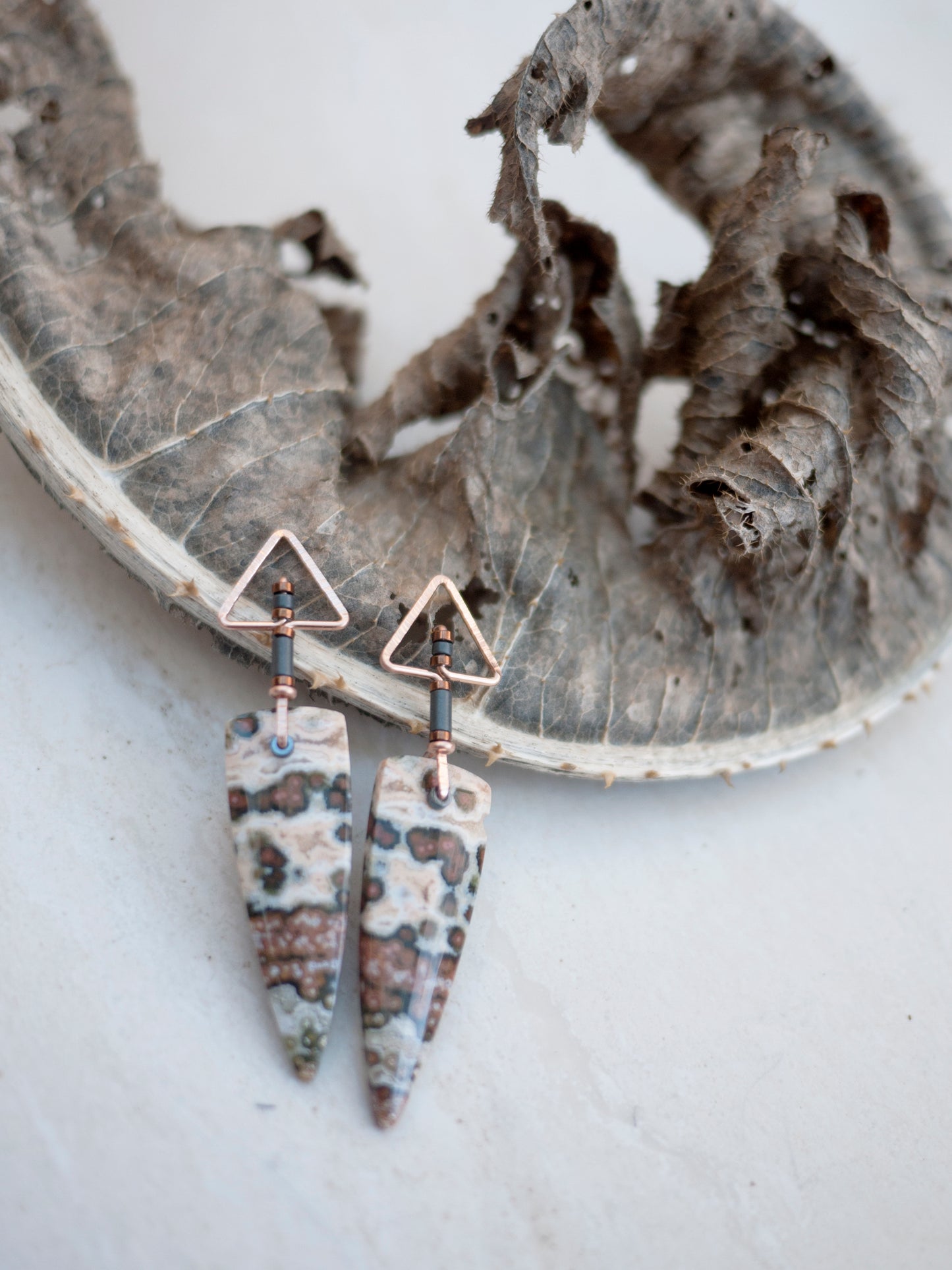 Ocean Jasper Triangle Post Earrings