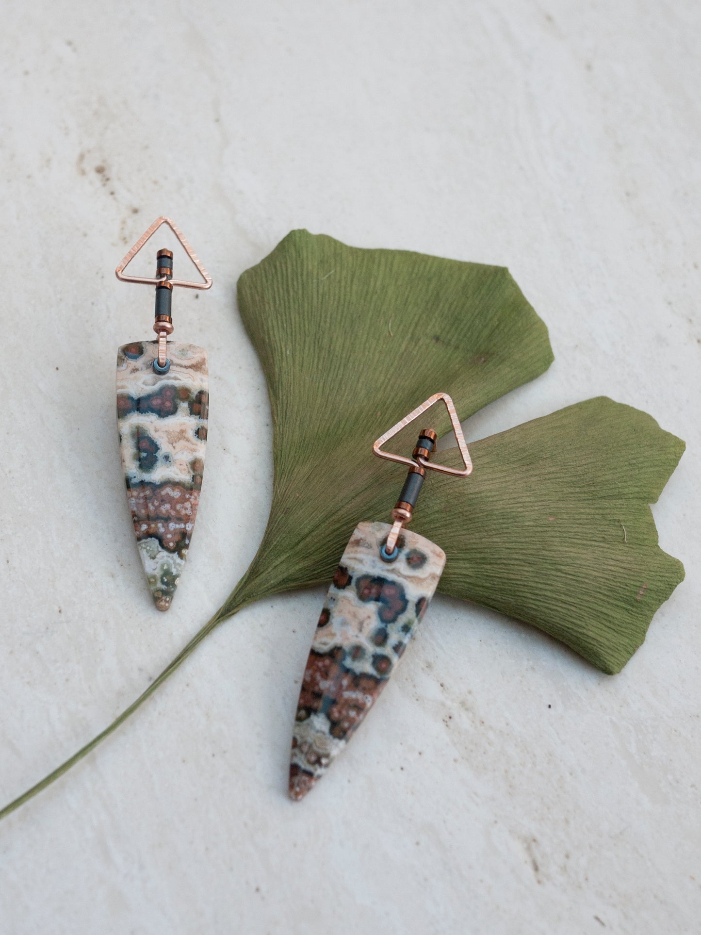 Ocean Jasper Triangle Post Earrings