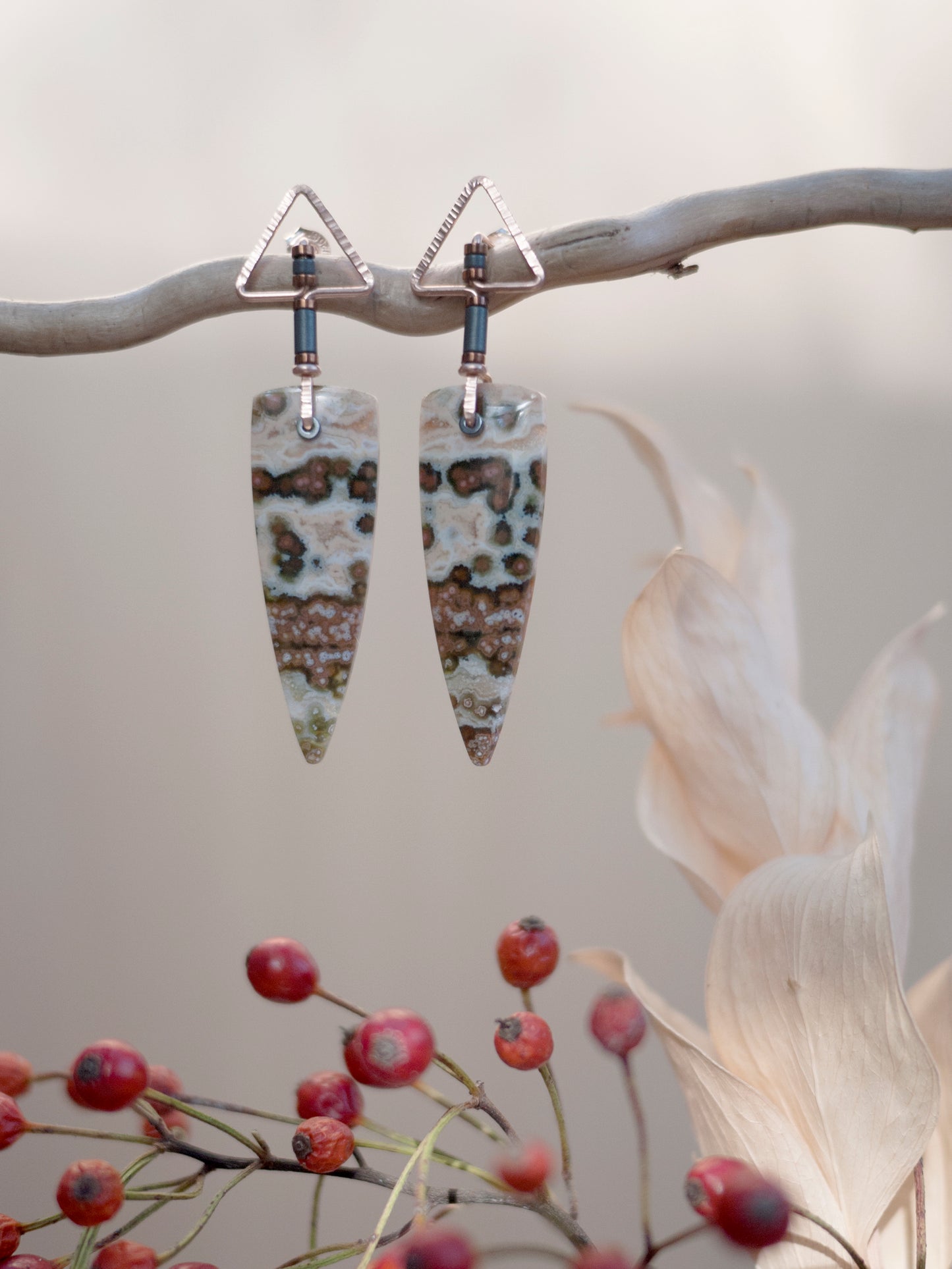 Ocean Jasper Triangle Post Earrings