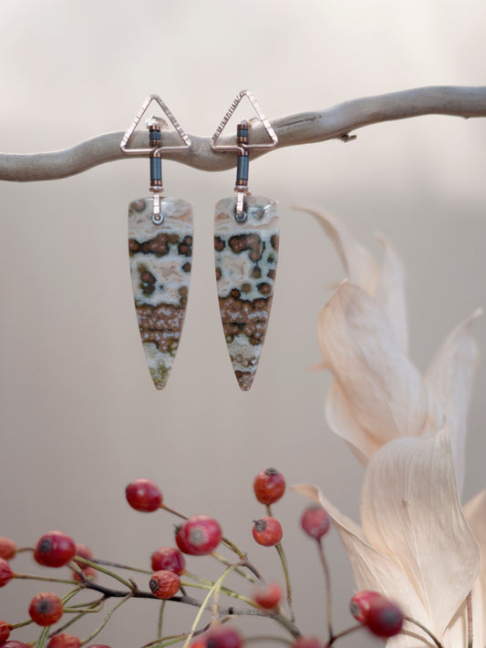 Ocean Jasper Triangle Post Earrings