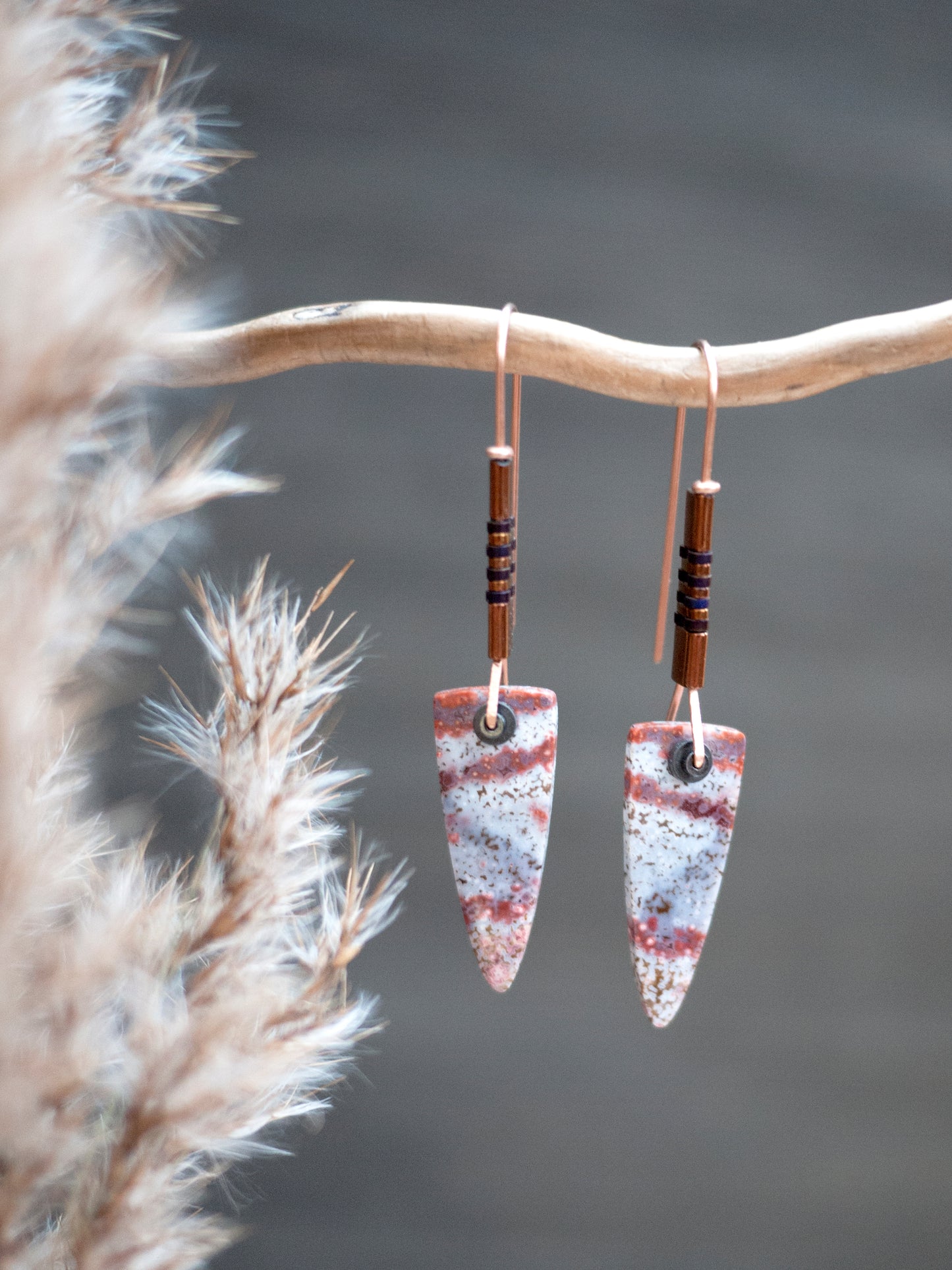 Striped Ocean Jasper Spear Earrings