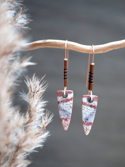 Striped Ocean Jasper Spear Earrings