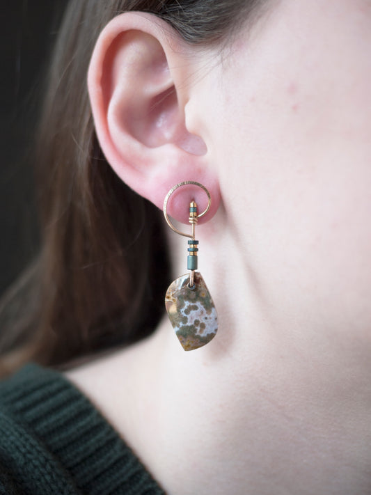 Ocean Jasper Spiral Post Earrings