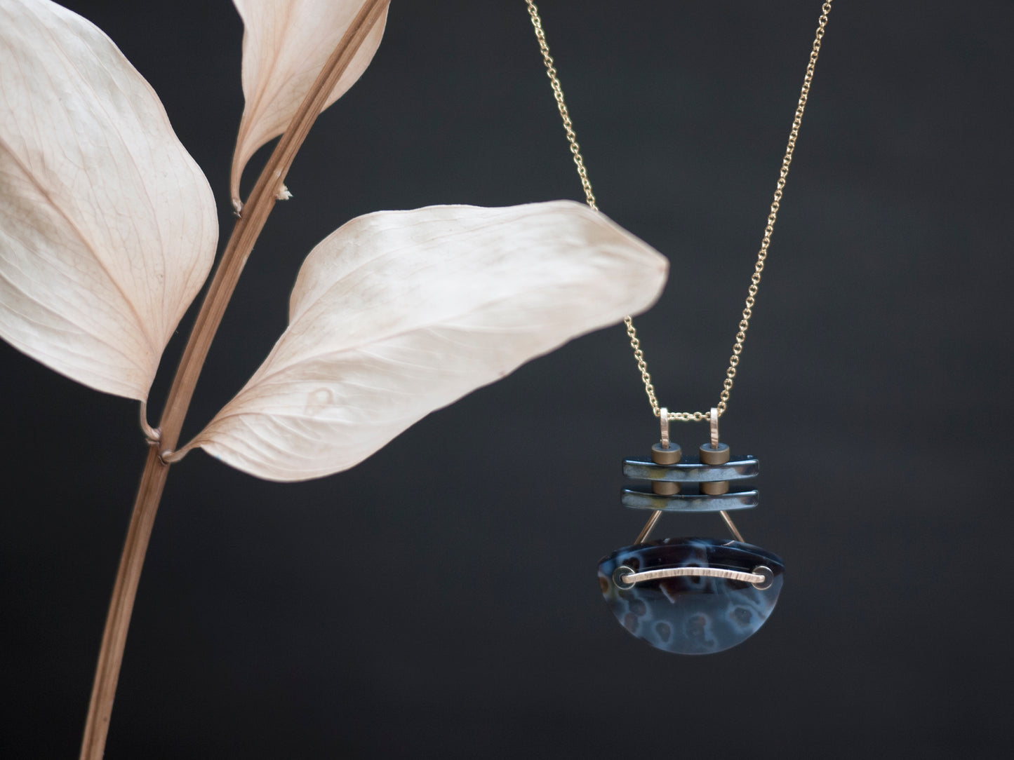 Orb Agate Three Bar Pendant