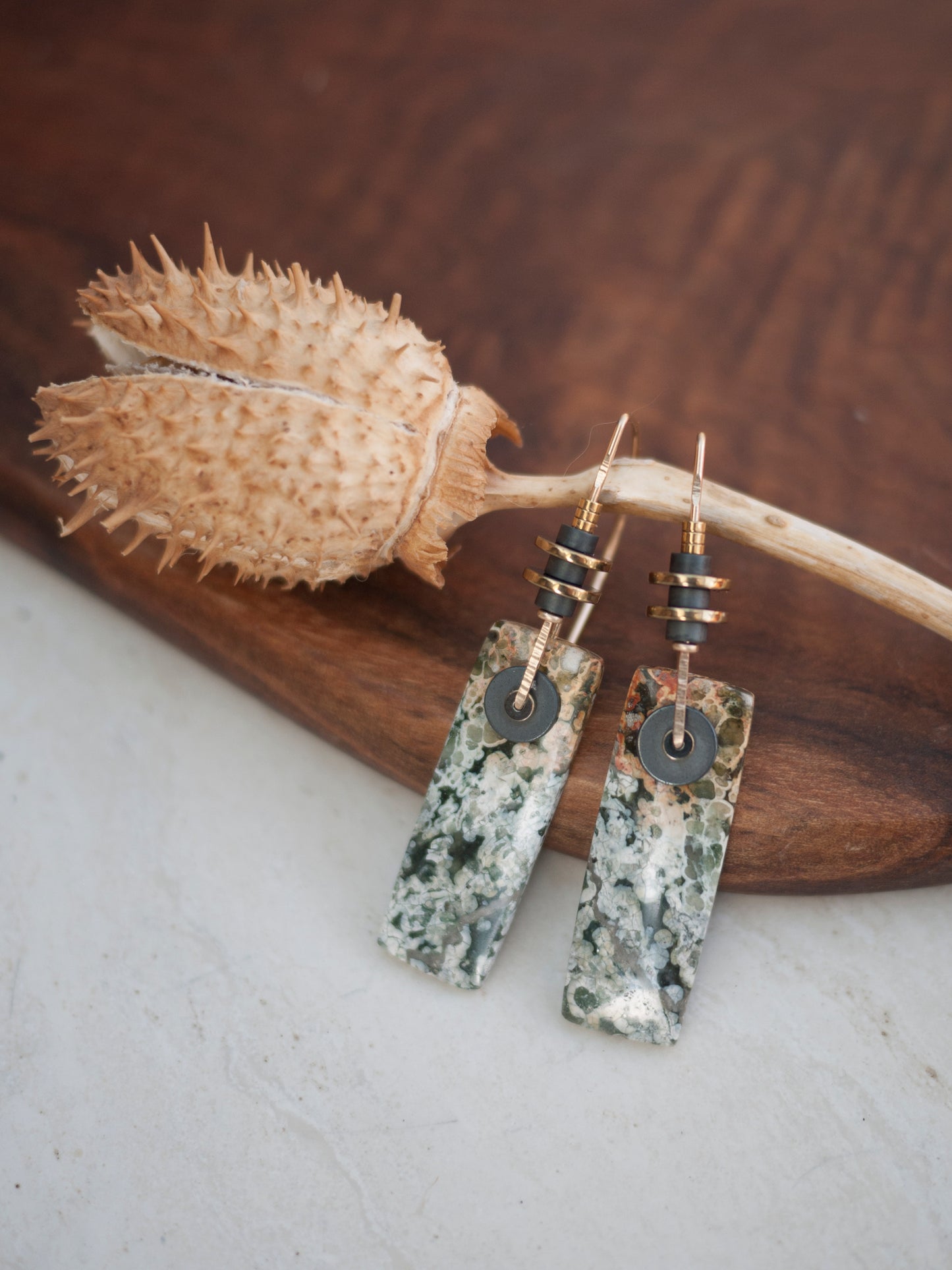 Orbicular Jasper Drop Earrings