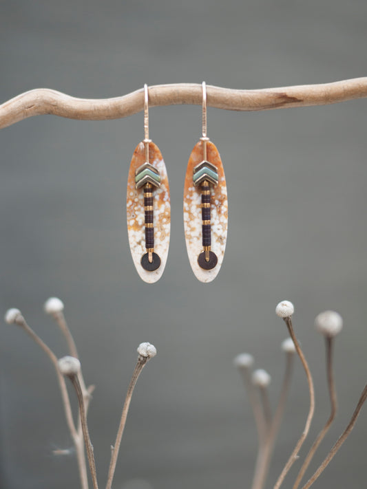 Oval Ocean Jasper Drop Earrings