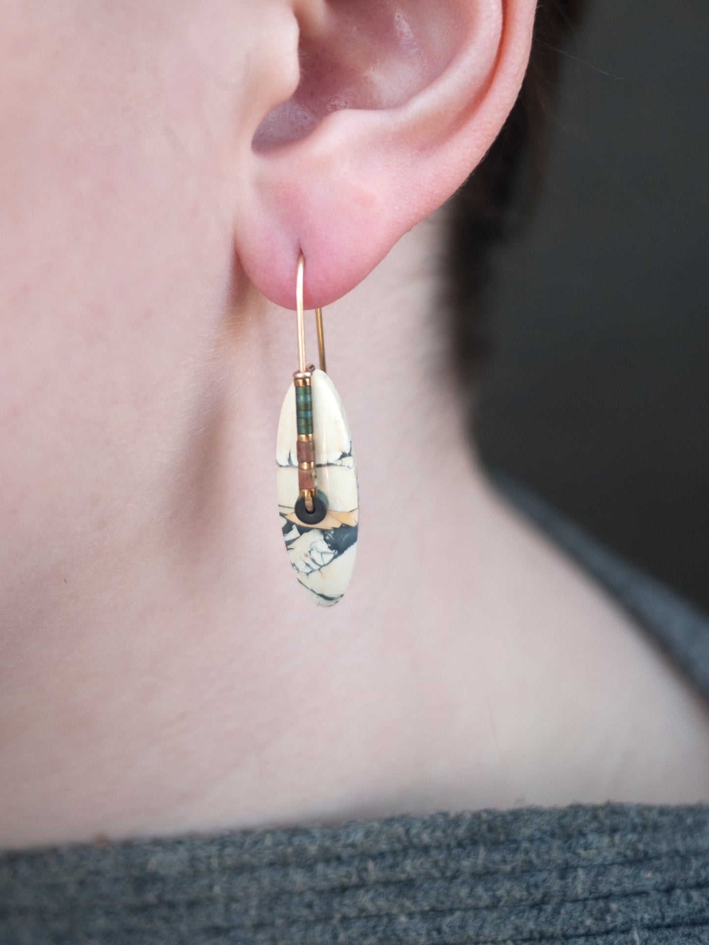Oval Maligano Jasper Drop Earrings