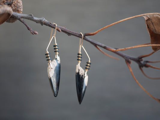 Petrified Palm Root Dangle Earrings