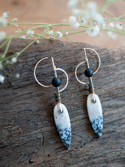 Yellow and Cream Palm Wood Sculptural Earrings