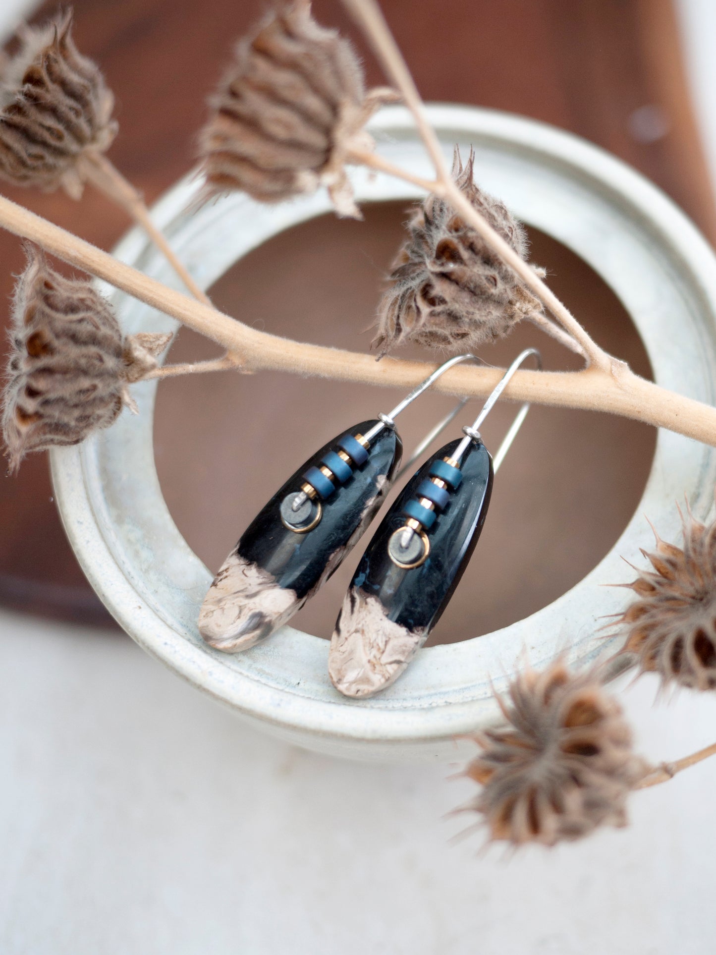 Petrified Palm Root Drop Earrings