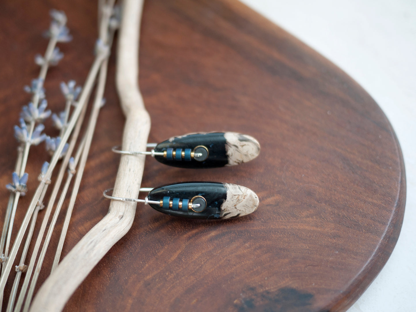 Petrified Palm Root Drop Earrings