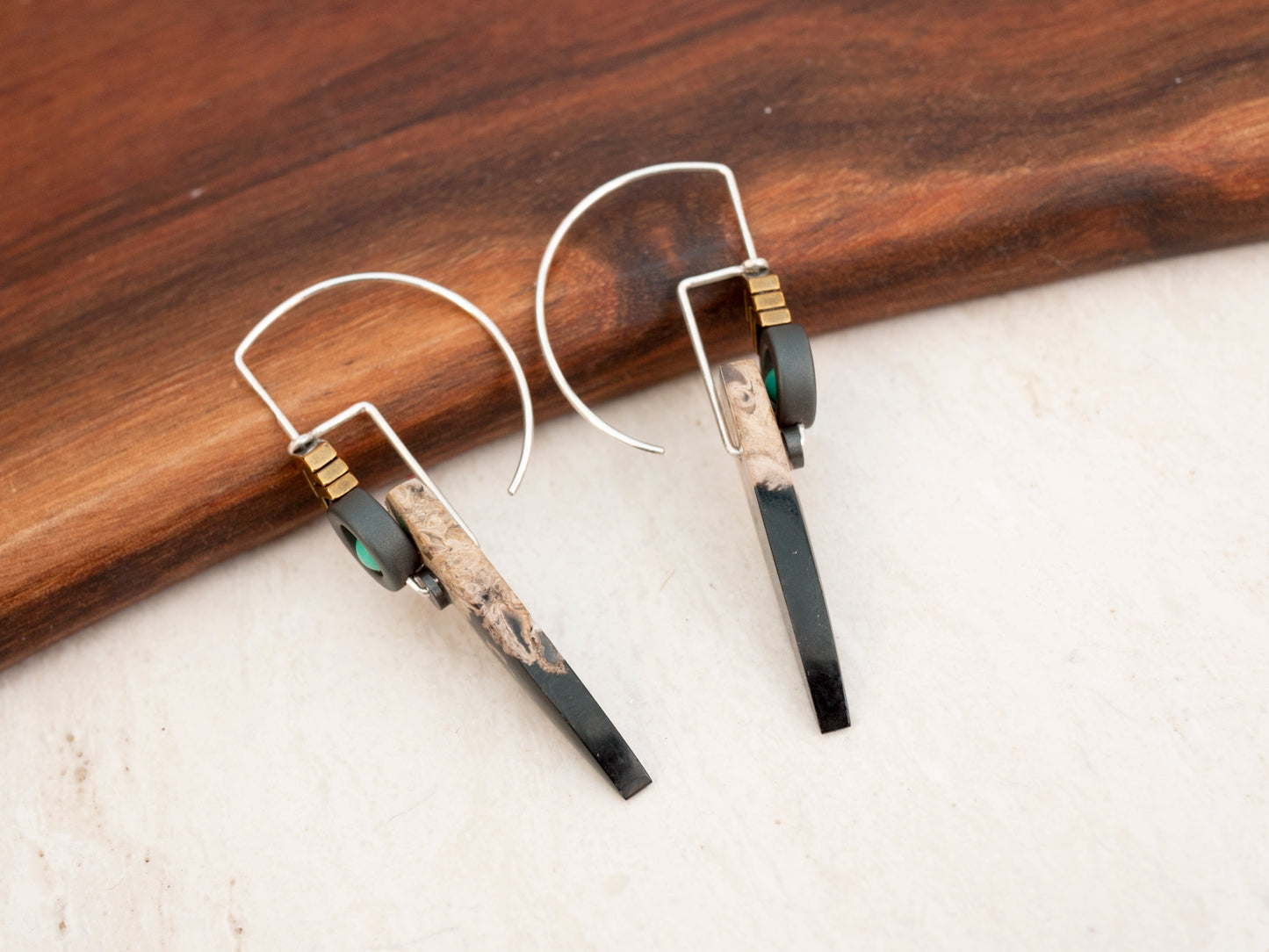 Petrified Palm Root Spear Earrings