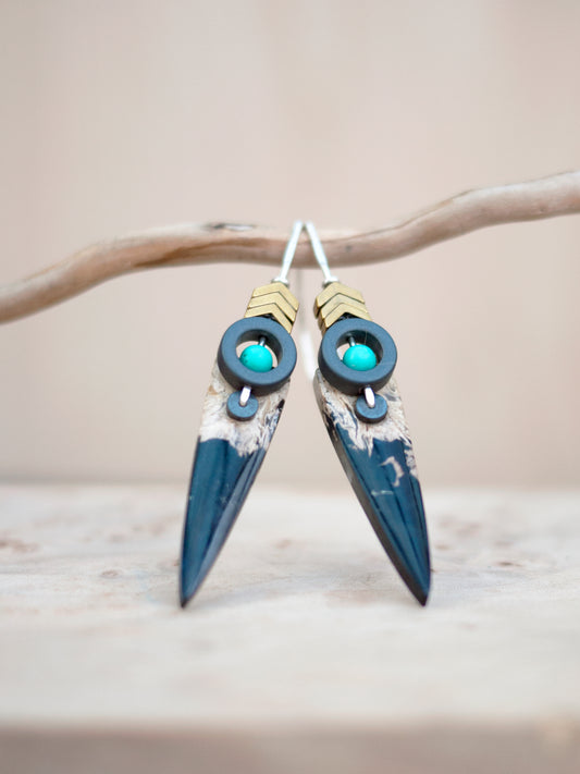 Petrified Palm Root Spear Earrings