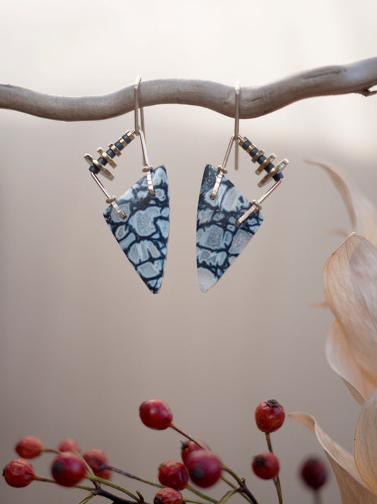 Petrified Palmwood Dangle Earrings