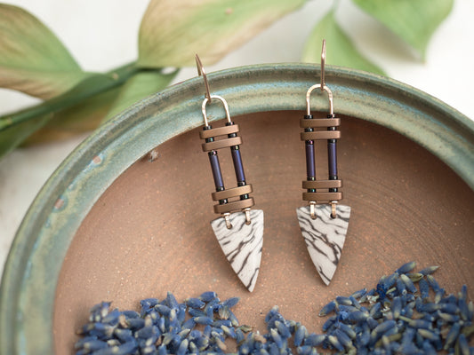 Petrified Wood Dangle Earrings