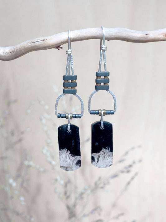 Petrified Palmroot Dangle Earrings