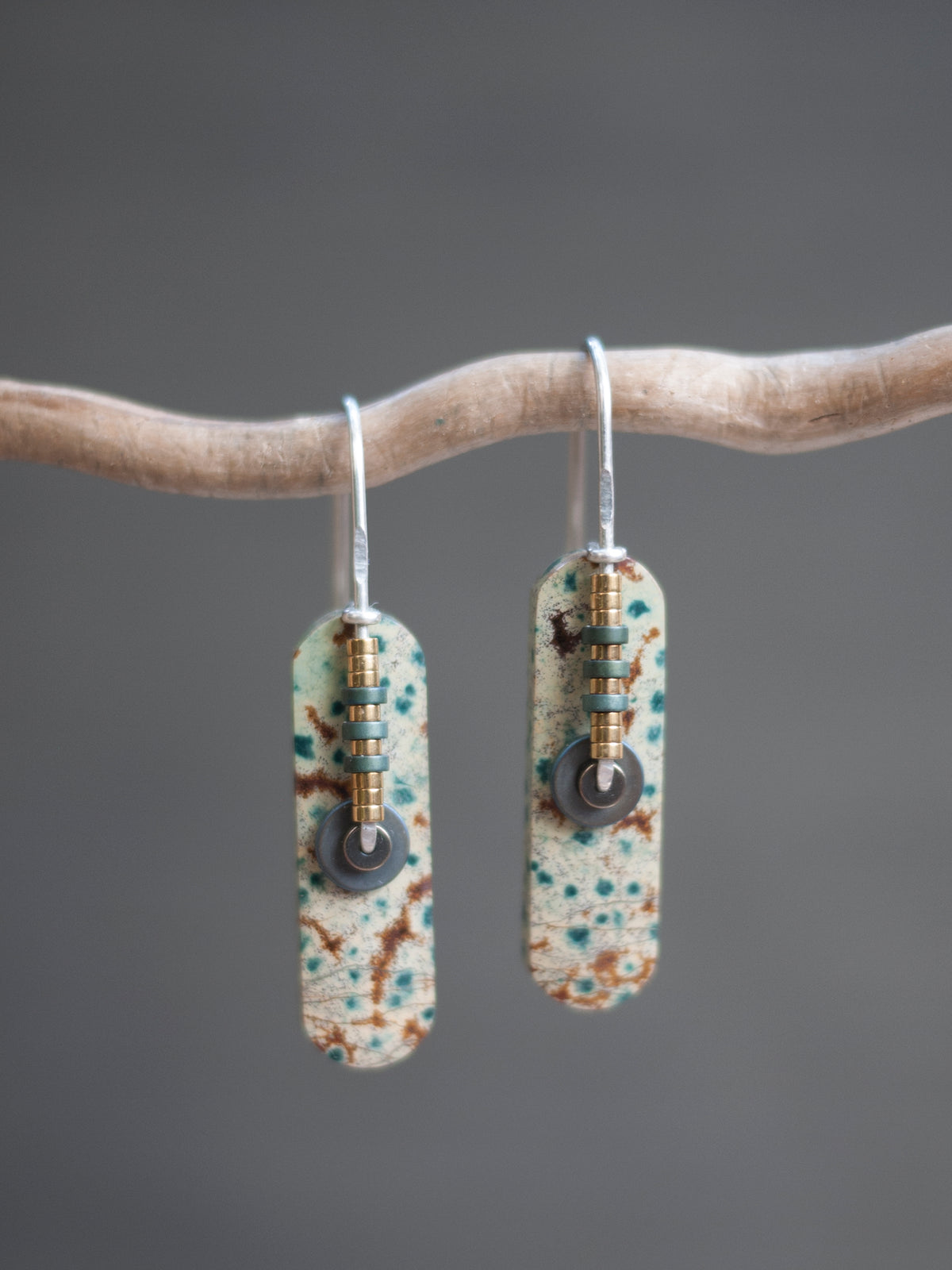 Oval Morning Dew Jasper Drop Earrings