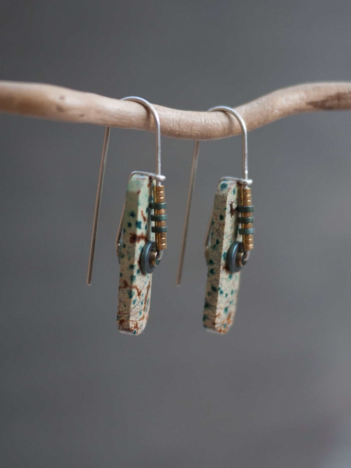 Oval Morning Dew Jasper Drop Earrings