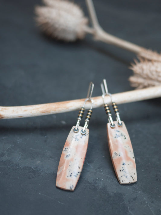 Pink Dendrite Dangle Earrings