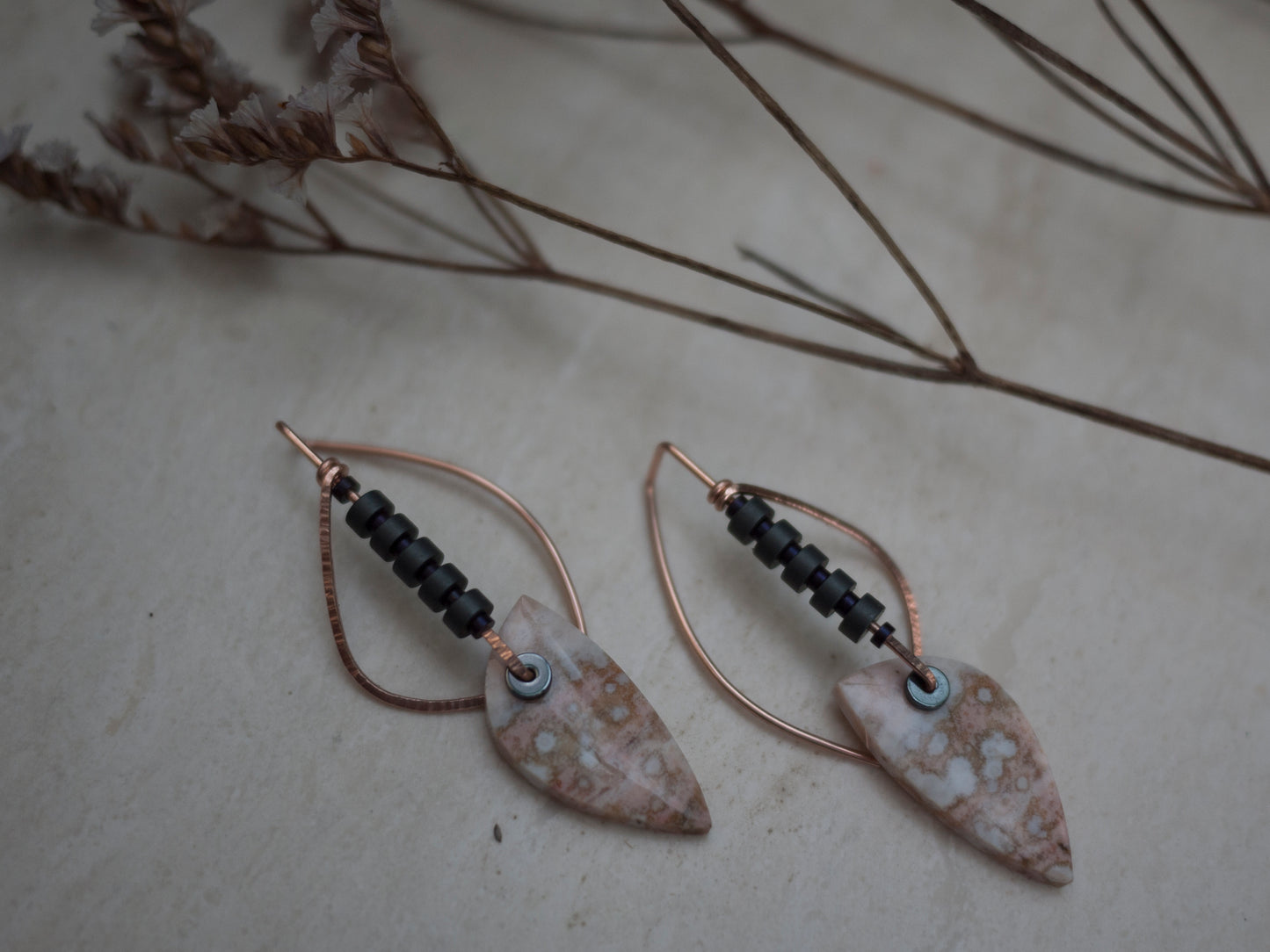 Pink Ocean Jasper Sculptural Earrings