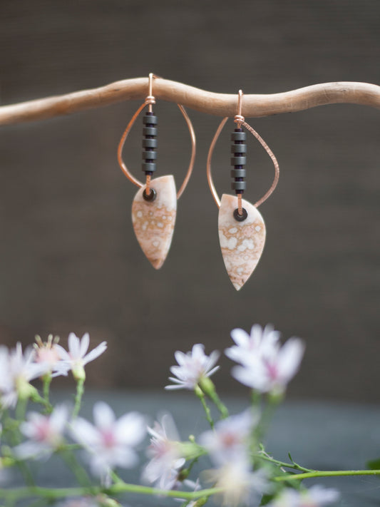 Pink Ocean Jasper Sculptural Earrings