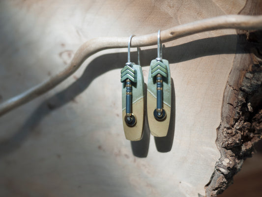 Oblong Graphic Polychrome Jasper Drop Earrings
