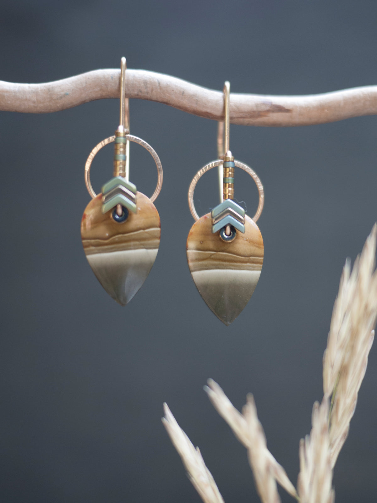 Polychrome Jasper Circle Motif Earrings