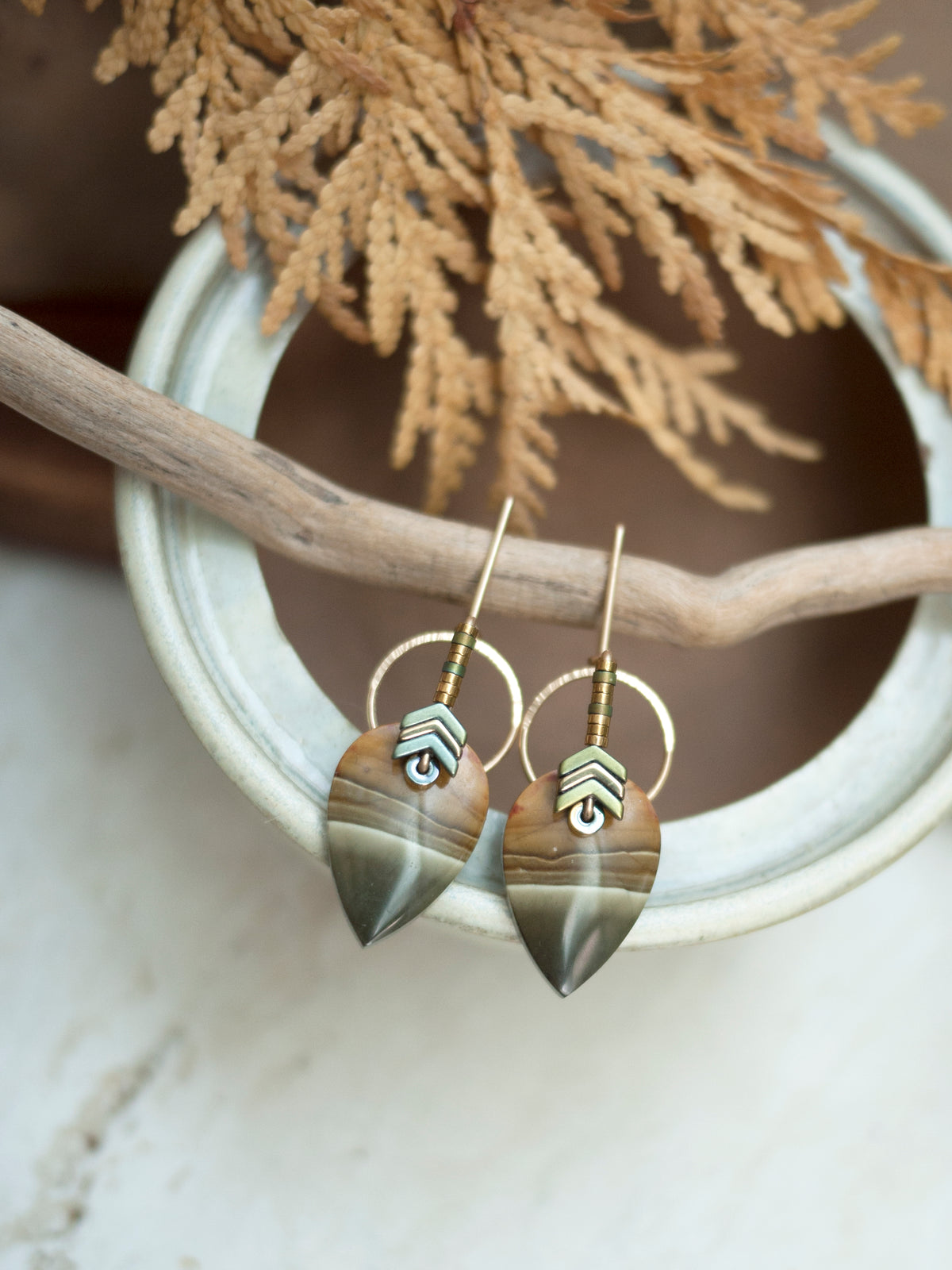 Polychrome Jasper Circle Motif Earrings