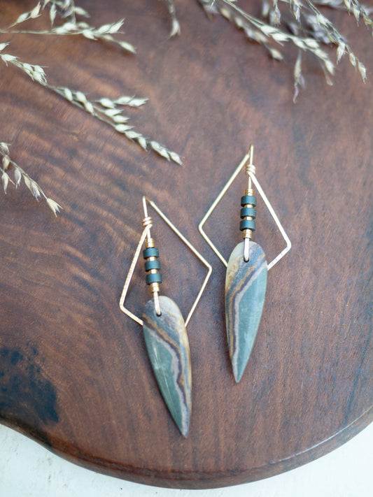 Angular Polychrome Jasper Earrings