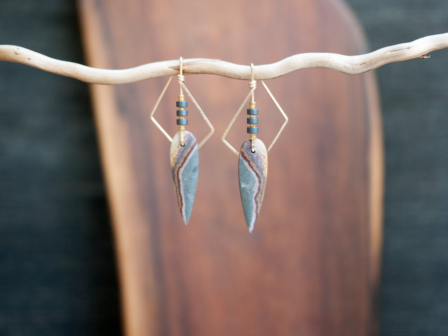 Angular Polychrome Jasper Earrings