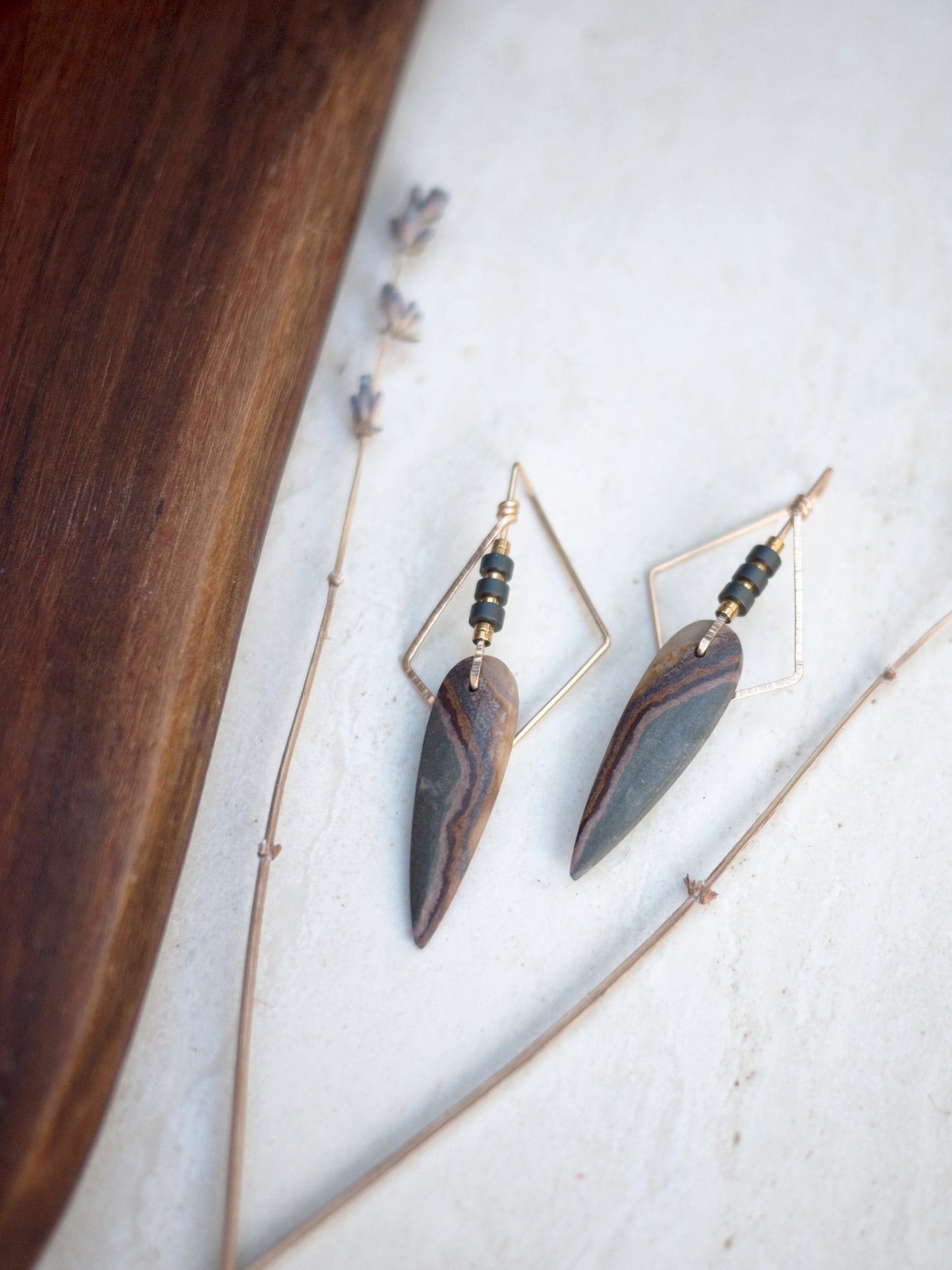 Angular Polychrome Jasper Earrings