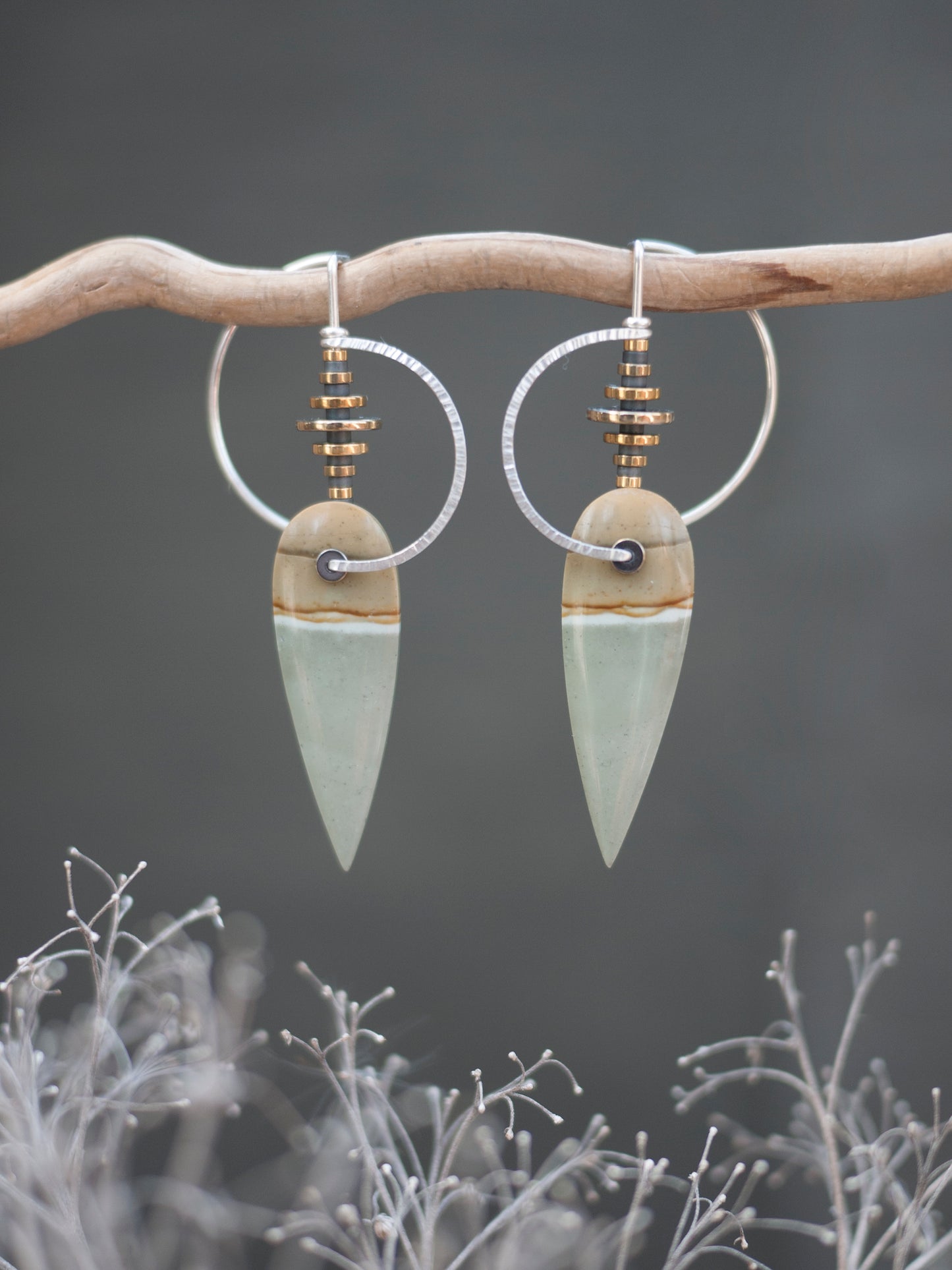 Polychrome Jasper Circle Motif Earrings