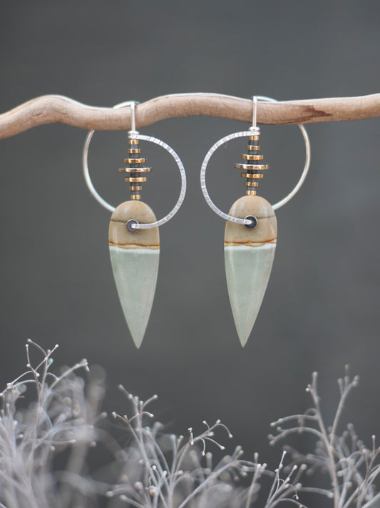 Polychrome Jasper Circle Motif Earrings
