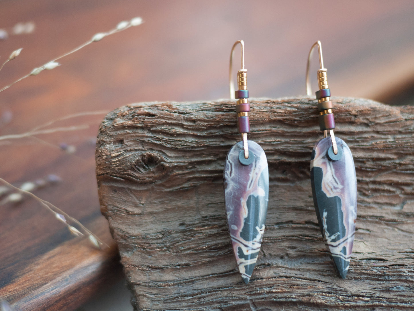 Purple Hyacinth Jasper Drop Earrings