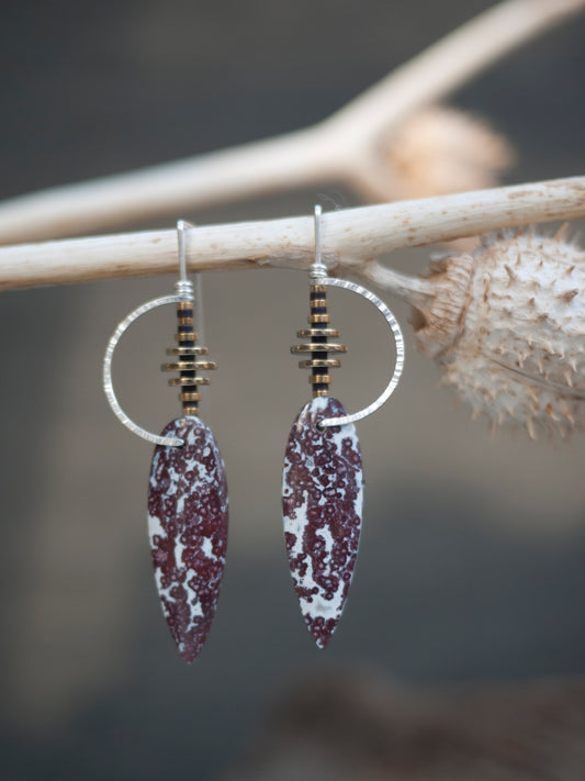 Purple Ocean Jasper Inverted Teardrop Earrings