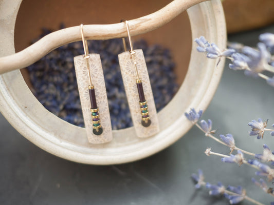 Fossil Coral  Drop Earrings