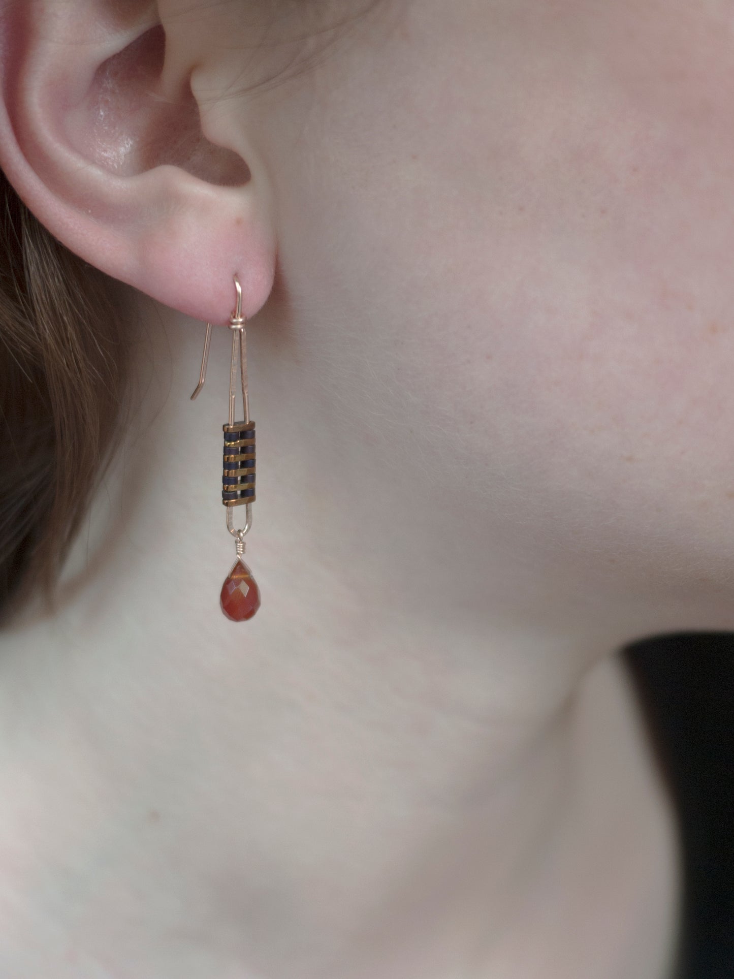 Elegant Red Carnelian Drop Earrings