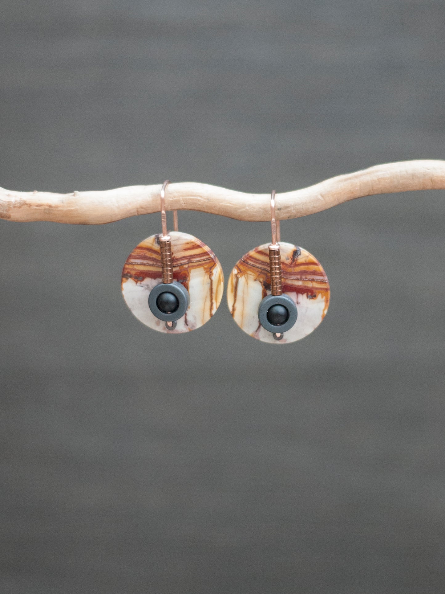 Red Creek Circle Motif Drop Earrings