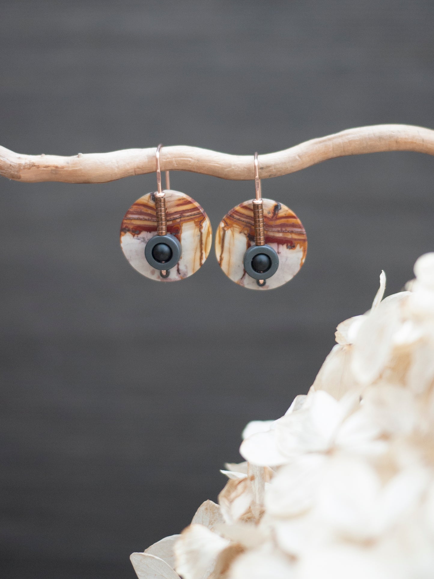 Red Creek Circle Motif Drop Earrings