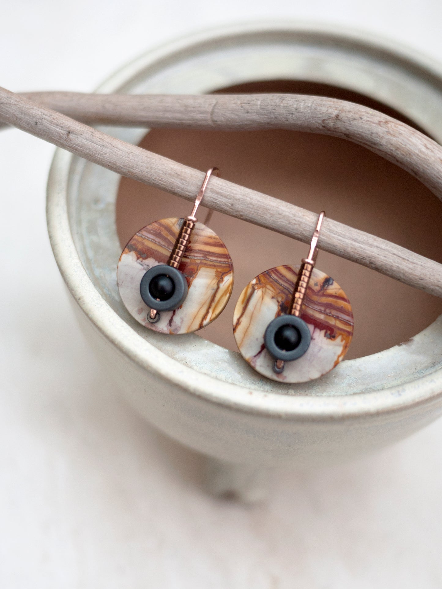 Red Creek Circle Motif Drop Earrings