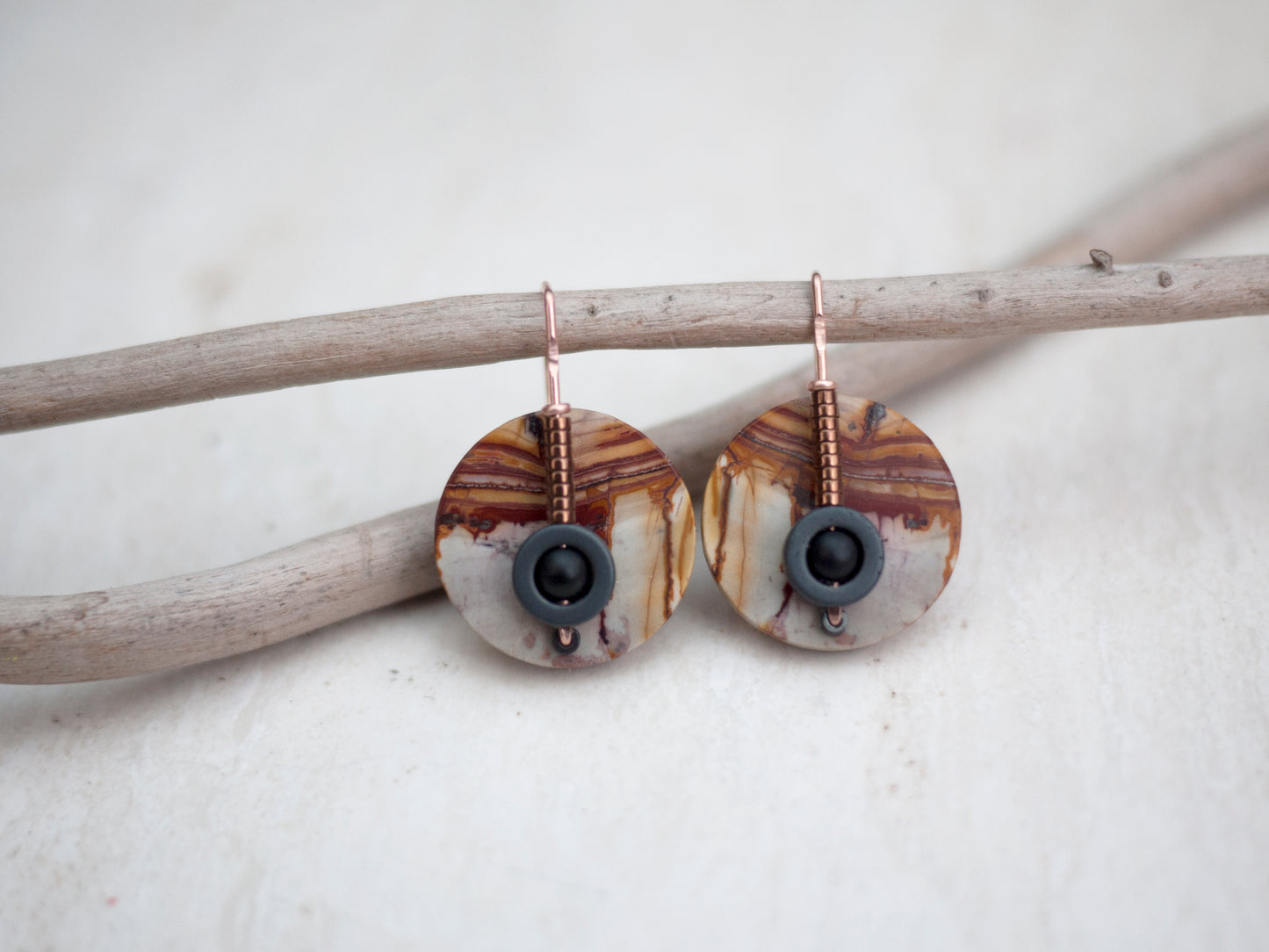 Red Creek Circle Motif Drop Earrings