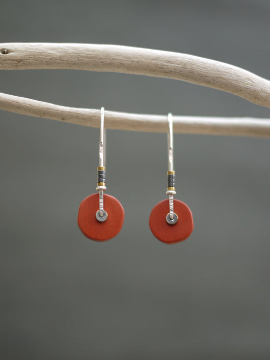 Red Jasper Circle Arch Earrings