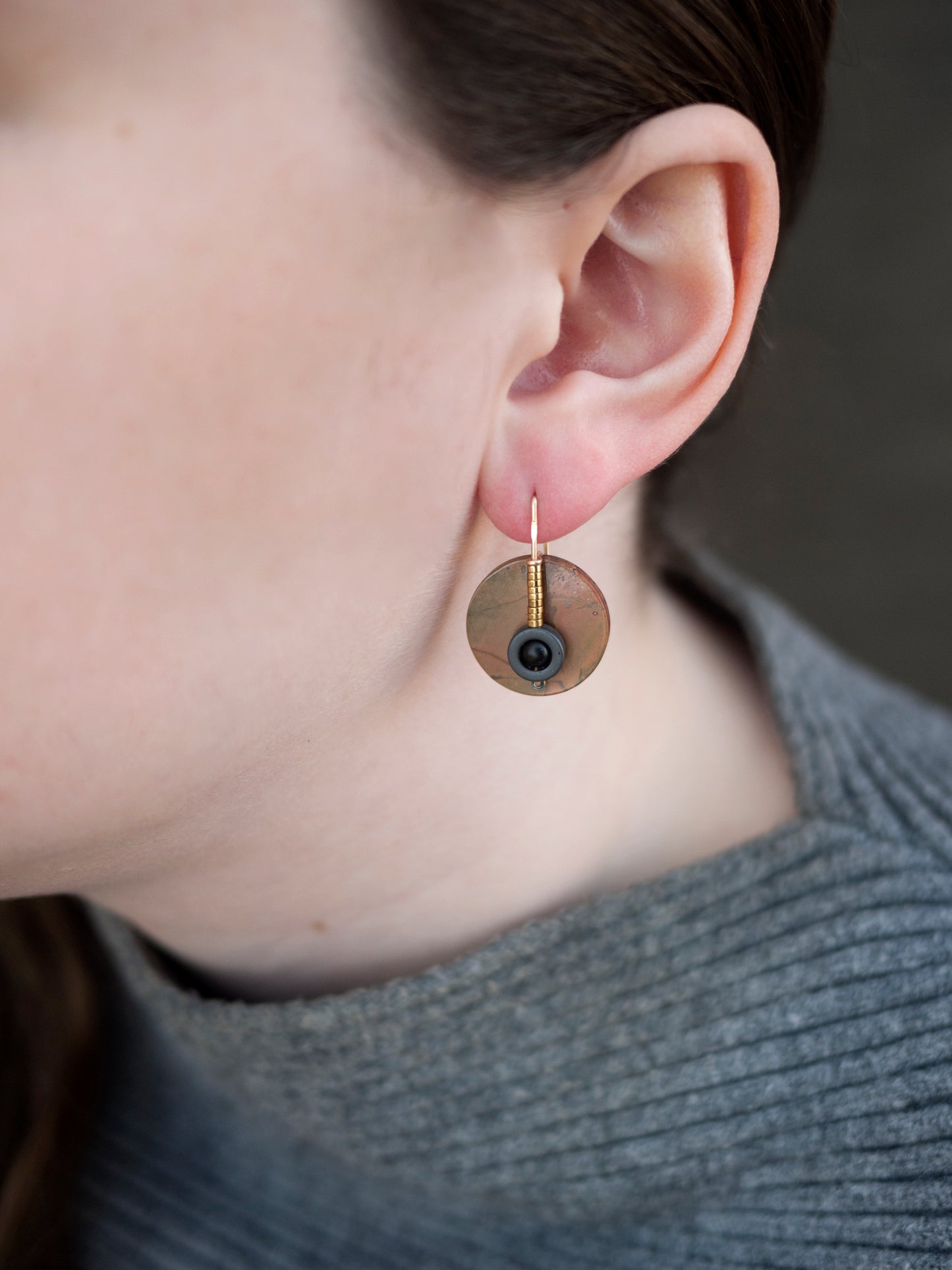 Red Creek Circle Motif Drop Earrings #2