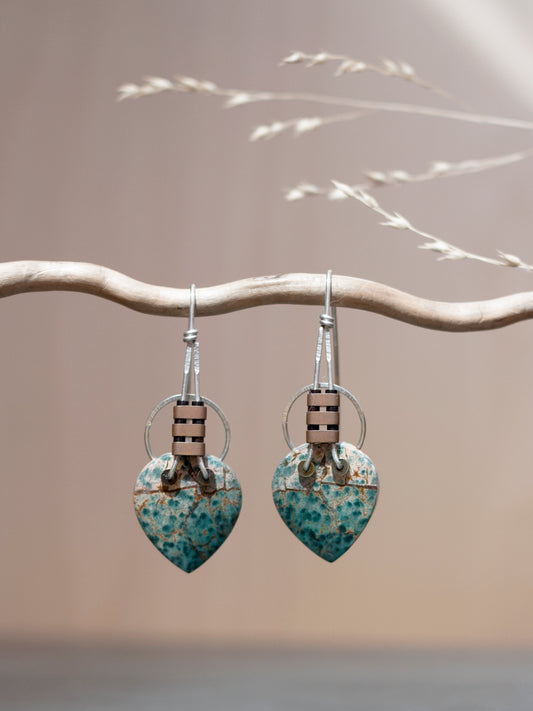Forest Jasper Circle Drop Earrings
