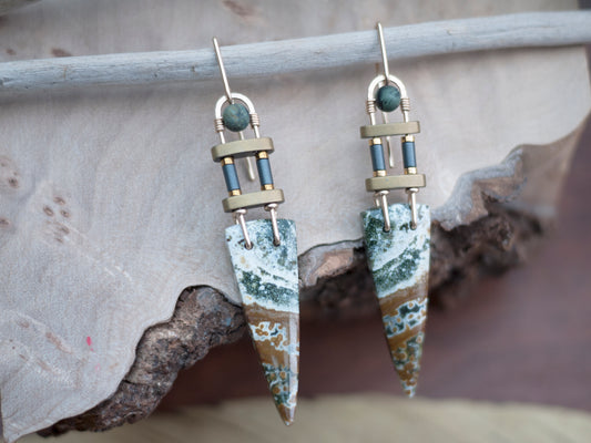 River Jasper Spear Dangle Earrings