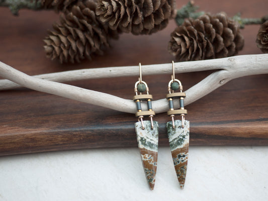 Long River Jasper Spear Earrings